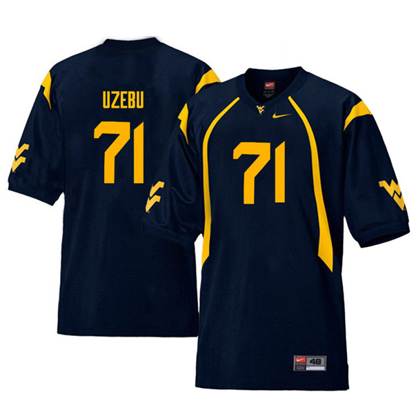 NCAA Men's Junior Uzebu West Virginia Mountaineers Navy #71 Nike Stitched Football College Throwback Authentic Jersey GC23T86PQ